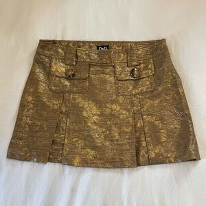Vintage Dolce & Gabbana Gold Pleated Mini Skirt